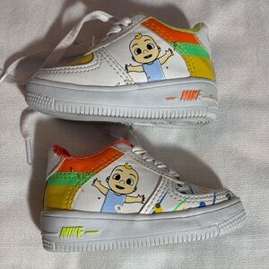 Nike Kids Cocomelon Air Force 1 Sneakers - White, Orange, and Yellow